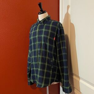 RSVLTS Men’s BorlandFlex Blue & Green Plaid Button Down Long Sleeve Flannel